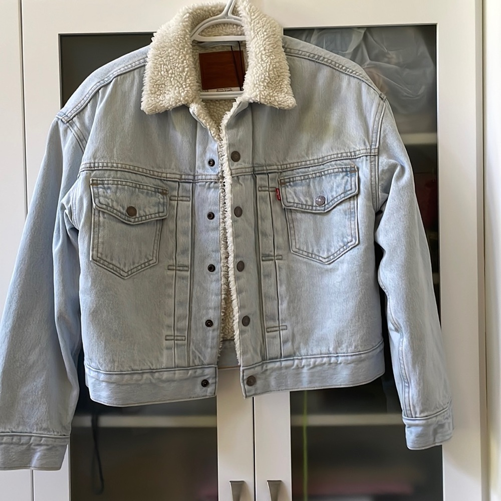 Levis Heritage Trucker Denim Sherpa Jacket SZ XS NWT $148 MSRP🖤